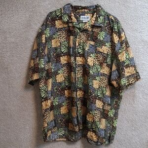 Vintage Bush Gardens Button Down Men's Shirt Button Down XL Floral‎